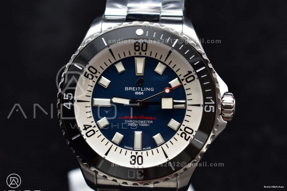 Best SuperOcean Dial on 44 Bracelet SS 481 TF Automatic Edition White AllSeason A 1:1 Blue 0214